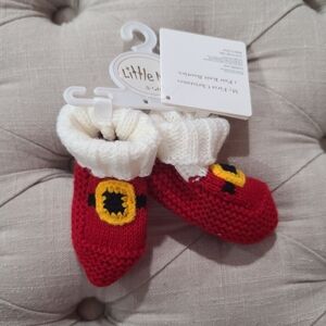 Little Me Red and White Infant Baby Shoes